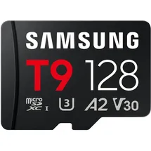 Samsung T9 microSDXC-Karte Retail 128 GB UHS-I U3, A2 Application Performance Class, Class 10, v30 Video Speed Class inkl. USB-Kartenleser