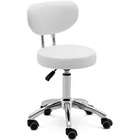 Physa Rollhocker mit Rückenlehne Friseurhocker Kosmetikhocker 71 - 83 cm 150 kg weiß