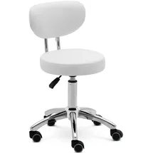 Physa Rollhocker mit Rückenlehne Friseurhocker Kosmetikhocker 71 - 83 cm 150 kg weiß