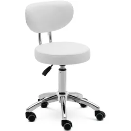 Physa Rollhocker mit Rückenlehne Friseurhocker Kosmetikhocker 71 - 83 cm 150 kg weiß