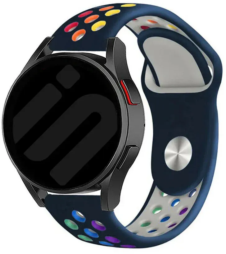 Strap-it Motorola Moto Watch - 47mm Armband Silikon 'Sport' für Motorola Moto Watch  - 47mm - Dunkelblau/bunt - Druckknopf Verschluss