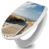 Banjado Toilettendeckel Mit Absenkautomatik WC-Sitz Soft Close Weiß Hygienischer Duroplast Leichte Montage Mit Motiv Dünen