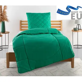 MY HOME Steppbett + Kopfkissen MY HOME "Microlux, Bettdecke 135x200 cm, 155x220 cm", grün, B/L: 135cm x 200cm Anzahl Teile 1, B/L: 80cm x 80cm Anzahl Teile 1, Bezug: Polyester Füllung: Polyester, warm, Bezug: 100% Polyester, Bettwaren-Sets, Set mit Kissen 40x80