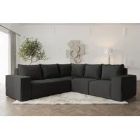 Fun Möbel Ecksofa Designersofa ESTELLE in Stoff Poso Schwarz