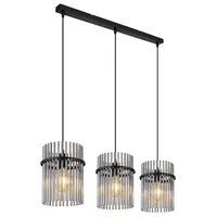 GLOBO Hängelampe 3-flg. 80 cm schwarz Metall rauchfarben