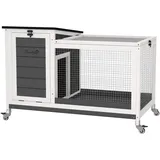 PawHut Kleintierstall mit Freilaufgehege 92 x 52 x 67 cm grau