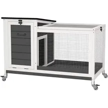 PawHut Kleintierstall mit Freilaufgehege 92 x 52 x 67 cm grau
