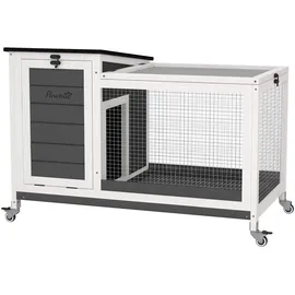 PawHut Kleintierstall mit Freilaufgehege 92 x 52 x 67 cm grau