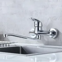 Küchen-Wandarmatur, 360° schwenkbarer Mischbatteriehahn, Wandmischbatterie, 20 cm Schwenkarm