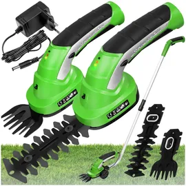 Tectake Akku Heckenschere mit 2 Aufsätzen inklusive Teleskopstange