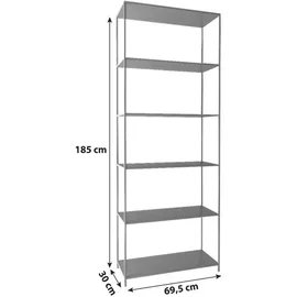 Actona Bücherregal 69,5 x 185 x 30 cm Schwarz