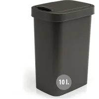 Hausfelder Mülleimer 10l mit Deckel, Schwingdeckel Abfalleimer in schwarz,