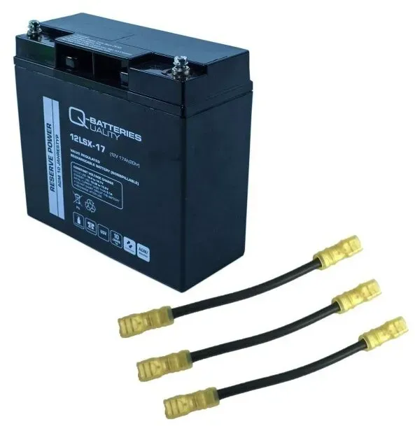 USV-Akku Q-Batteries 216V-Anlage 18 x 12LSX-17 für Sicherheitsbeleuchtung Inkl. Zubehör und Verbinder für Aufstellung 2 Etagen je 3 Reihen oder 3 Etagen je 2 Reihen