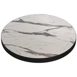 GGM Möbel Bistro Tischplatte | Ø 50 cm | Weiß Marmor | Gastro Tischplatte