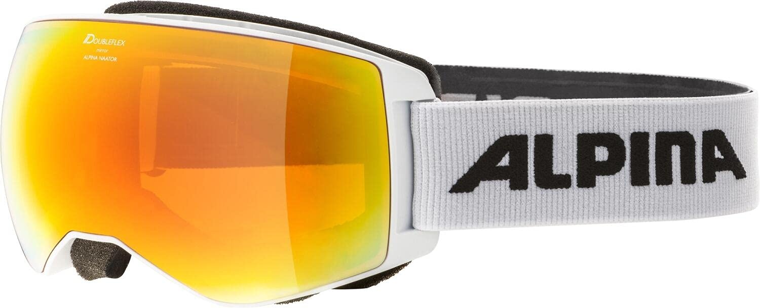 Alpina Sports Naator HM Skibrille Kunststoff/Polycarbonat Weiß-Orange 100% UV-Schutz, A7269 8 11