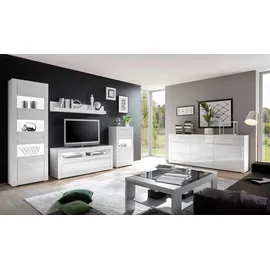 Home Affaire Wohnwand HOME AFFAIRE "Carat", weiß (weiß, weiß hochglanz), B:302cm, Kastenmöbel-Sets, Wohnwand, wird jeweils mit zwei Leisten angeliefert, 1 x grau, 1 x weiss