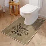 Treer WC-Vorleger mit Ausschnitt, Toiletten Vorleger für Stand Kieselgur WC U-förmig Badematte Teppich Weich rutschfest Waschbar für Freistehende Toiletten (Khaki-Holz,50 * 80cm)