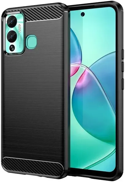 Carbon Case Case for Infinix Hot 12 Play NFC / Hot 12 Play Flexible Silicone Carbon Cover Black