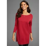 LAURA SCOTT Longpullover LAURA SCOTT, Damen, Gr. 40, rot, Strick, Obermaterial: 70% Viskose, 30% Polyamid, clean, unifarben, lässig geschnitten hüftbedeckend, Rundhals, Pullover Longpullover, mit Schnürung am Ärmel und U-Boot Ausschnitt