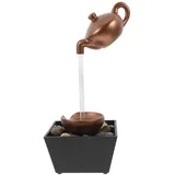ibasenice Tischbrunnen Zimmerbrunnen mit LED Beleuchtung, Mini Wasserfall Indoor für Entspannung und Schlafzimmer, USB-Betriebener Zimmerspringbrunnen Gold, 11.5x11.5x13 cm
