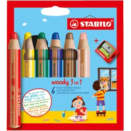 Stabilo Woody 3 in 1 Buntstift 6 St. inkl. Spitzer