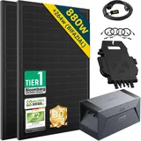 ALLDREI® 1000W Balkonkraftwerk mit Speicher, Balkonkraftwerk 800W Komplett Steckdose mit 2x 500W Bifazialer Solarpanel & 1,6kWh Speicher E1600, Wechselrichter 600/800W mit APP&WIFI, 0% MwSt.