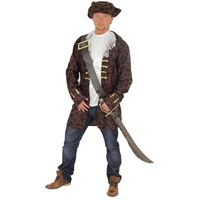 Foxxeo Edeles Piraten Kostüm für Herren mit Gürtel Oberteil und Hut für Fasching und Karneval Größe L