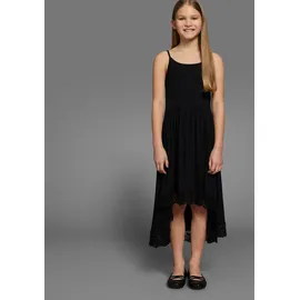 Kidsworld Jerseykleid "- Spaghettikleide aus Viskose", Mädchen, Gr. 164/170, N-Gr, schwarz, Jersey, Obermaterial: 95% Viskose, 5% Elasthan. Spitze: 100% Baumwolle, unifarben, ausgestellt knieumspielend, Rundhals, Kleider Jerseykleid, knieumspielende Länge