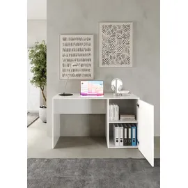 Home Affaire Schreibtisch HOME AFFAIRE "Prisma, Breite 120 cm, Tiefe 50 cm, mit Stauraum (1 Tür - 2 Fächer)", weiß (weiß hochglanz lack, tür mit siebdruck, weiß, weiß), B:120cm H:76cm T:50cm, Tische, Schreibtisch, Computertisch, Arbeitstisch, Schminktisch, Tür mit 