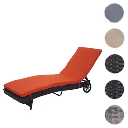 Sonnenliege HWC-D80, Gartenliege Relaxliege Liege, Poly-Rattan ~ anthrazit, Kissen terracotta