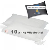 10x 1kg Luft-Entfeuchter Granulat im Vliesbeutel Nachfüllpack + Autoentfeuchter