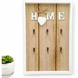 Schlüsselschrank Aus Holz Zur Wandmontage Mit 6 Haken Für Schlüssel, Perfektes Wohnaccessoire, 30 X 20 X 3 Cm