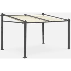 Wand-Pergola aus Aluminium- Murum 3x4m - Ecru Stoff-Pergola