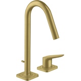 Hansgrohe Axor Citterio M 2-Loch Waschtischarmatur 160 mit Zugstangen-Ablaufgarnitur - Brushed Brass