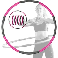 Daskoo Hula-Hoop-Reifen steckbarer Hula Hoop Fitness Reifen, 8-teilig abnehmbar Ø 95 cm, Bauchtrainer für Erwachsene zur Gewichtsreduktion und Massage grau|rosa