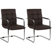 CLP 2er Set Stühle Gandia Kunstleder braun/chrom