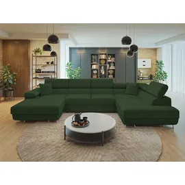 Mirjan24 Ecksofa Cord 7-Sitzer Grün