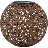 ETC Shop Solarleuchte rost Solarlampe für Außen Kugel Solar Garten Deko Erdspieß, mit orientalischem Lichteffekt, Metall, 1x LED warmweiß, DxH 18x52,5 cm