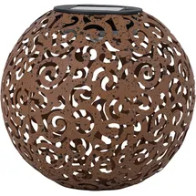 ETC Shop Solarleuchte rost Solarlampe für Außen Kugel Solar Garten Deko Erdspieß, mit orientalischem Lichteffekt, Metall, 1x LED warmweiß, DxH 18x52,5 cm