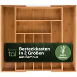 Blumtal Besteckkasten aus Bambus - größenverstellbarer Schubladentrenner Küche - Besteck Organizer 7 bis 9 Fächer - ausziehbare Schublade für Küchenschubladen - Organizer Küche Besteck in groß