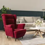 Homgoday Sessel Fernsehsessel Loungesessel Relaxsessel Fernsehsessel TV-Sessel Ruhesessel Einzelsofa Lesesessel Einzelsessel für Wohnzimmer Schlafzimmer Weinrot Samt