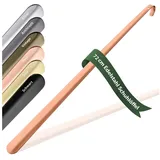 JK Trade Schuhlöffel 72cm Edelstahl Kupfer poliert (1-tlg., extra lang& sehr stabil), Metall Schuhanzieher lang zum Stehen, Aufhängbar, 2mm Extra Stabil braun