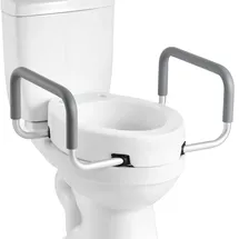 Vevor Toilettensitzerhöhung mit Armlehnen 136 kg Tragkraft 88,9 mm Hubhöhe weiß