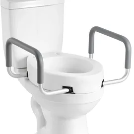 Vevor Toilettensitzerhöhung mit Armlehnen 136 kg Tragkraft 88,9 mm Hubhöhe weiß