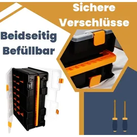 GarPet 2er Set Sortimentskasten Doppelseitig mit verstellbaren Trennern Sortierkasten für Kleinteile Organizer Sortierbox Kleinteilemagazin Sortimentsboxen