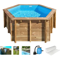 Rundpool GRE "LILI 2", braun, H:107cm Ø:280cm, Schwimmbecken, Kiefernholz, ØxH: 280x107 cm