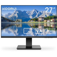 KOORUI 27 Zoll Monitor,75Hz, VA, 1080P, 5ms, PC Bildschirm aufhängbar, Rahmenlos, HDMI, VGA, Neigungsverstellbar, Augenpflege, VESA-Wandmontage Schwarz