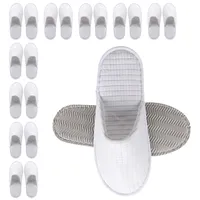 Gästehausschuhe 10 Paar Hotelslipper, Spa Hausschuhe Set, Gästepantoffeln, 7mm Badeslipper Frottierslipper, Hotelslipper für Drinnen und Draußen, für Haus, Schlafzimmer, Hotel, Größen 38-44, Weiß - Large
