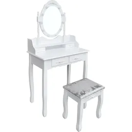 Home Deluxe ROSY - Weiß: - 149 x 71 x 40 cm, 10 LED ́s wählbar zwischen 3 Lichtfarben, steuerbar über Touchbutton I Kosmetiktisch - UP Tisch