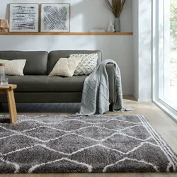 Hochflor-Teppich FLAIR RUGS "RIAD", grau, B:200cm H:40mm L:290cm, Kunstfaser, Teppiche, Berber Muster